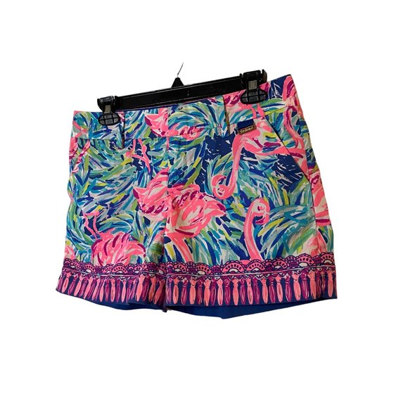 New Lilly Pulitzer Flamenco beach Flamingo Callan Short Flat Front 5" Sz 2 - Picture 2 of 12